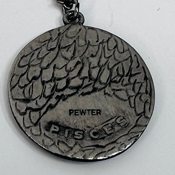 Pisces Pendant Charm Necklace Vintage Horoscope Zodiac Round - Picture 5 of 7